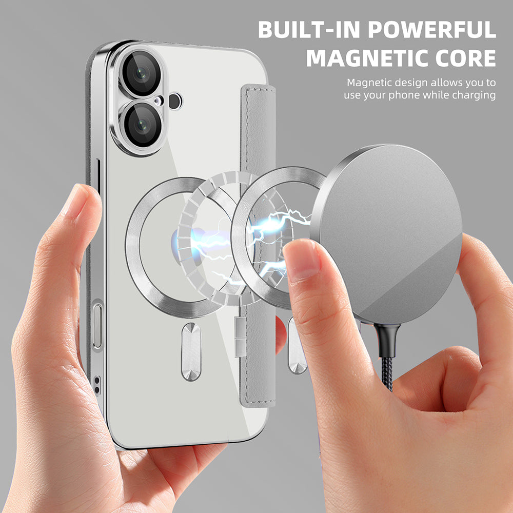Husa de protectie Techsuit SmartMag Book compatibil cu iPhone 16 Plus, Gri