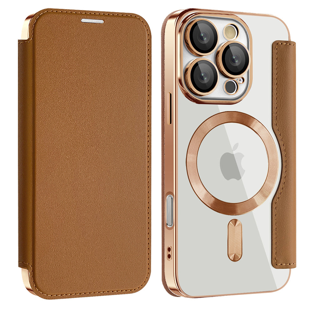Husa de protectie Techsuit SmartMag Book compatibil cu iPhone 16 Pro, Maro