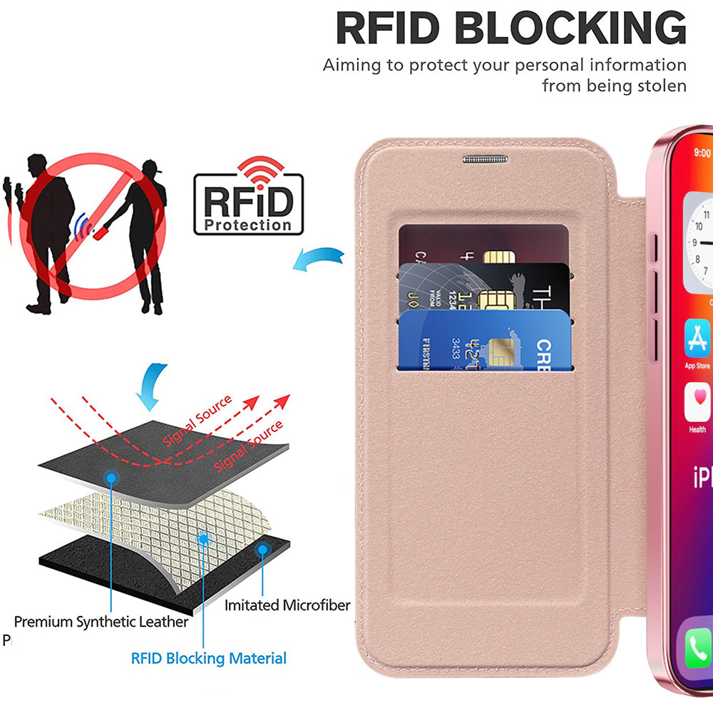Husa de protectie Techsuit SmartMag Book compatibil cu iPhone 16 Pro Max, Roz