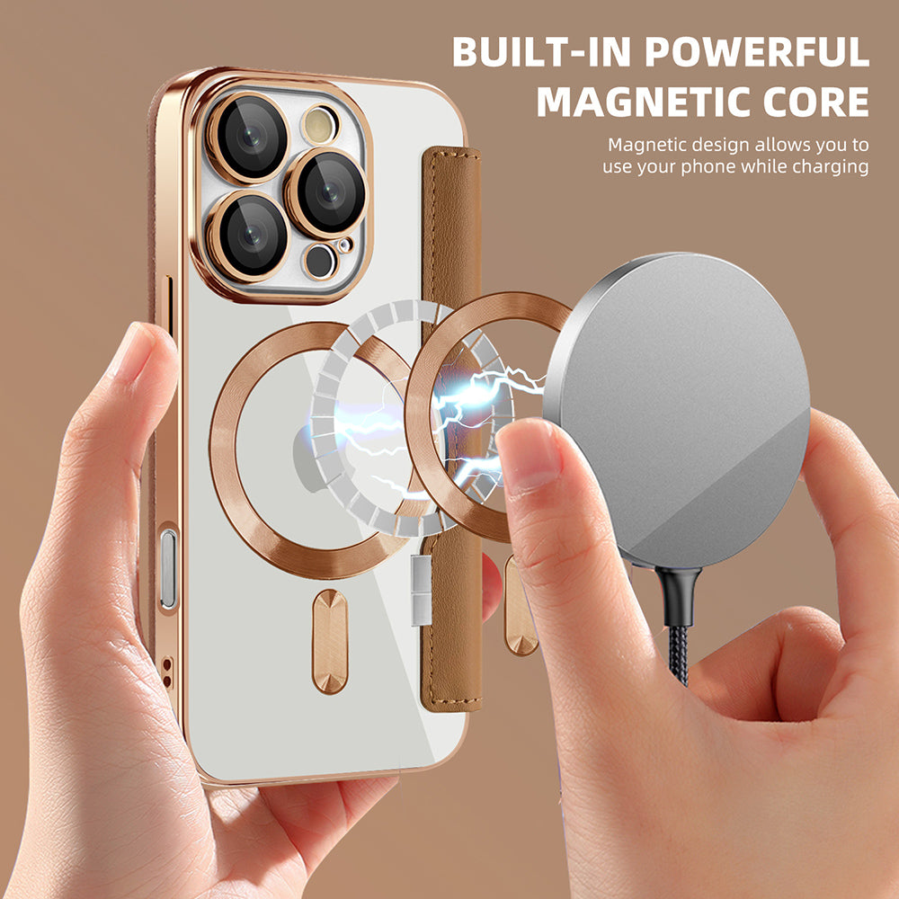 Husa de protectie Techsuit SmartMag Book compatibil cu iPhone 16 Pro Max, Maro