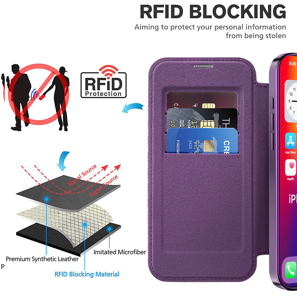 Husa de protectie Techsuit SmartMag Book compatibil cu iPhone 16 Pro Max, Mov