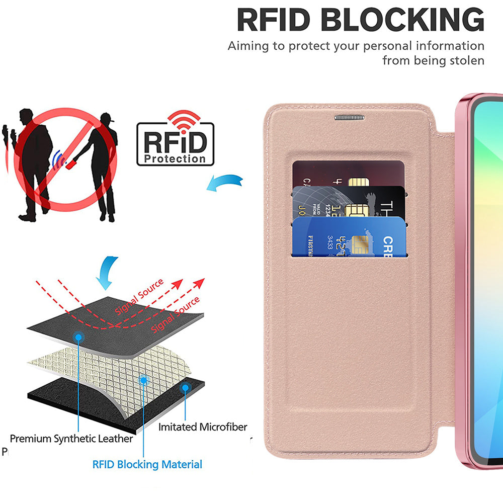 Husa de protectie Techsuit SmartMag Book compatibil cu Samsung Galaxy A06, Roz