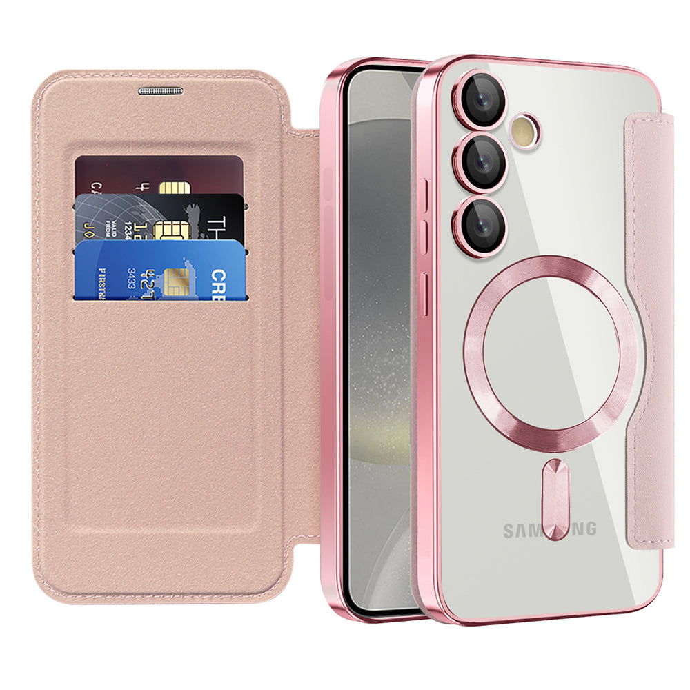 Husa de protectie Techsuit SmartMag Book compatibil cu Samsung Galaxy S24, Roz