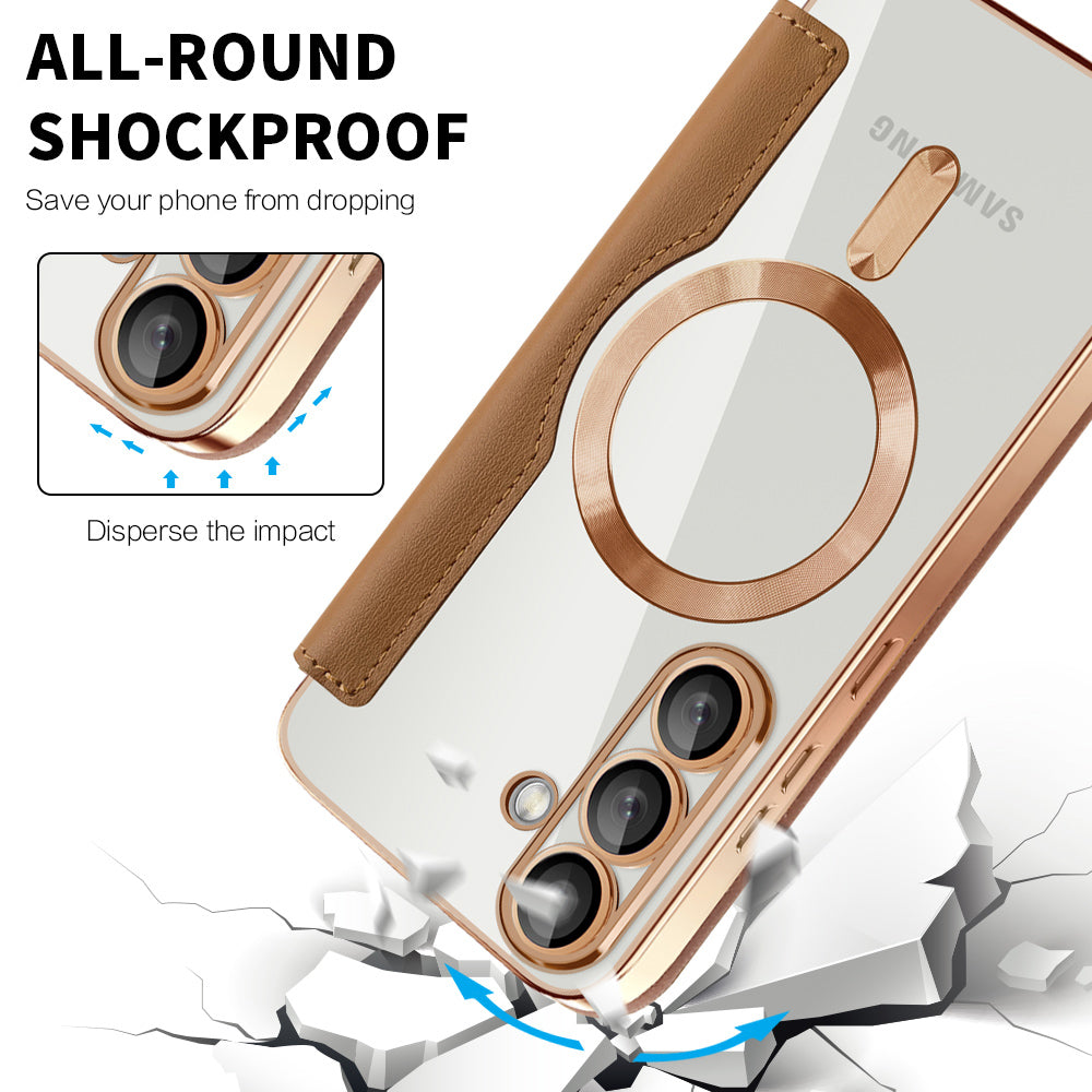 Husa de protectie Techsuit SmartMag Book compatibil cu Samsung Galaxy S25, Maro