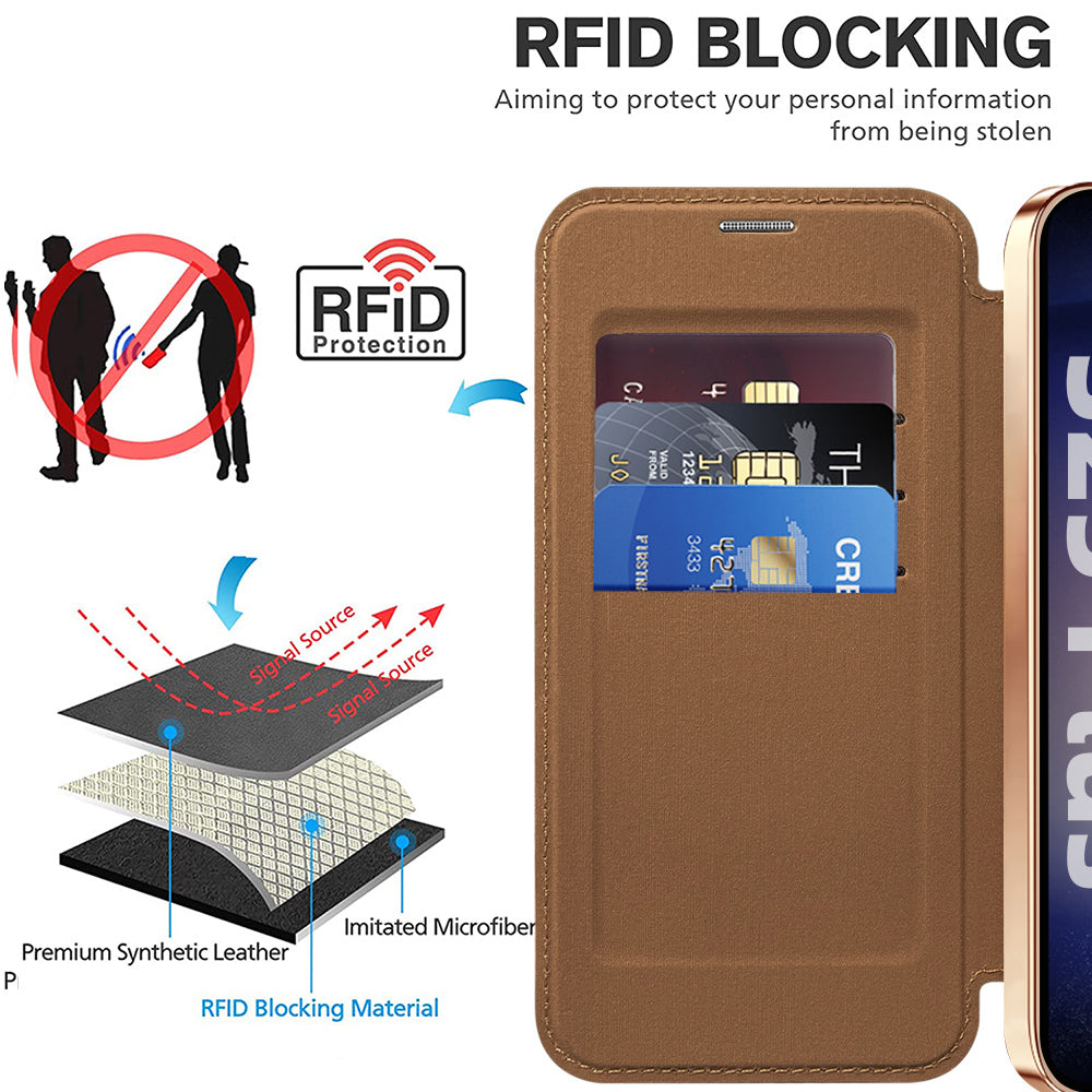 Husa de protectie Techsuit SmartMag Book compatibil cu Samsung Galaxy S25, Maro