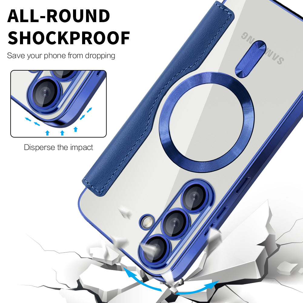 Husa de protectie Techsuit SmartMag Book compatibil cu Samsung Galaxy S25 Plus, Albastru