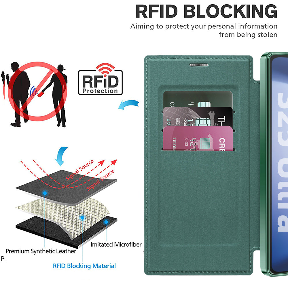 Husa de protectie Techsuit SmartMag Book compatibil cu Samsung Galaxy S25 Ultra, Verde