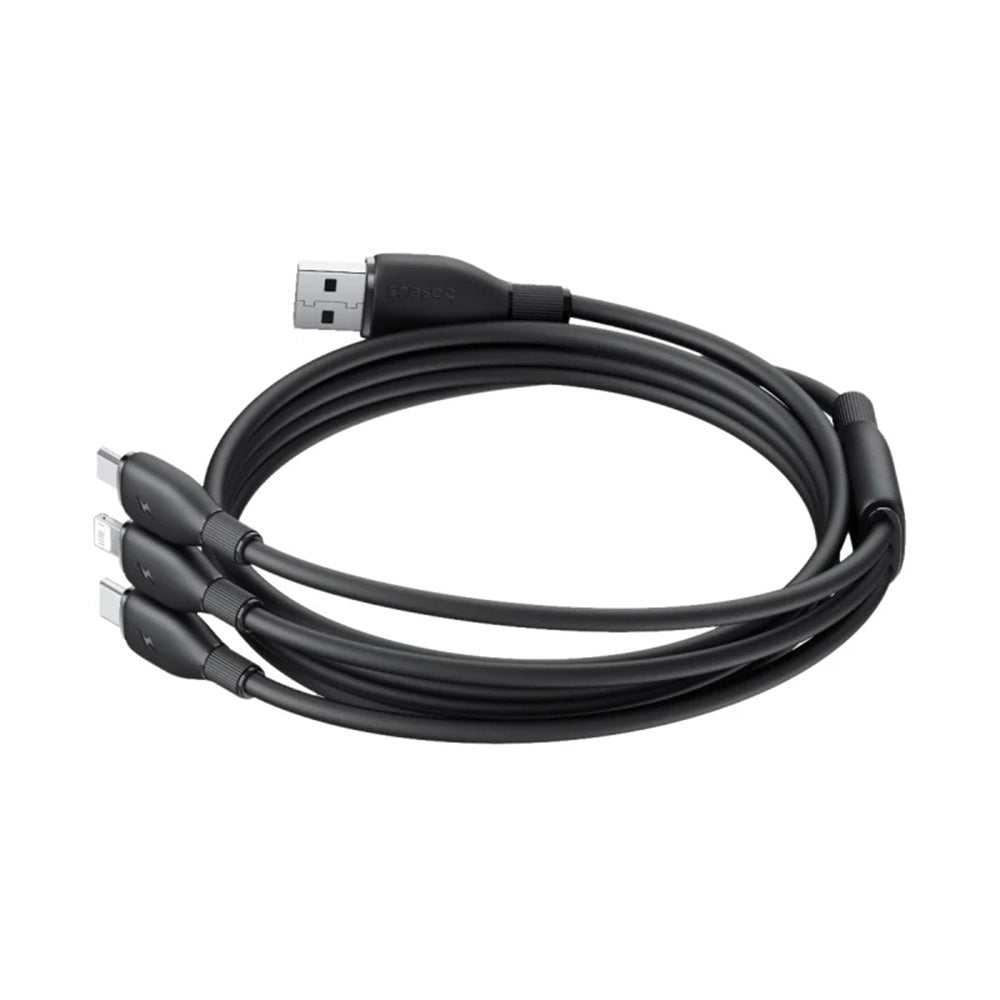 Cablu Baseus Ultra-Fast (P10376303121-00), Fast Charging, USB to Micro-USB, Lightning, USB-C, 3.5A, 1.3m, Negru