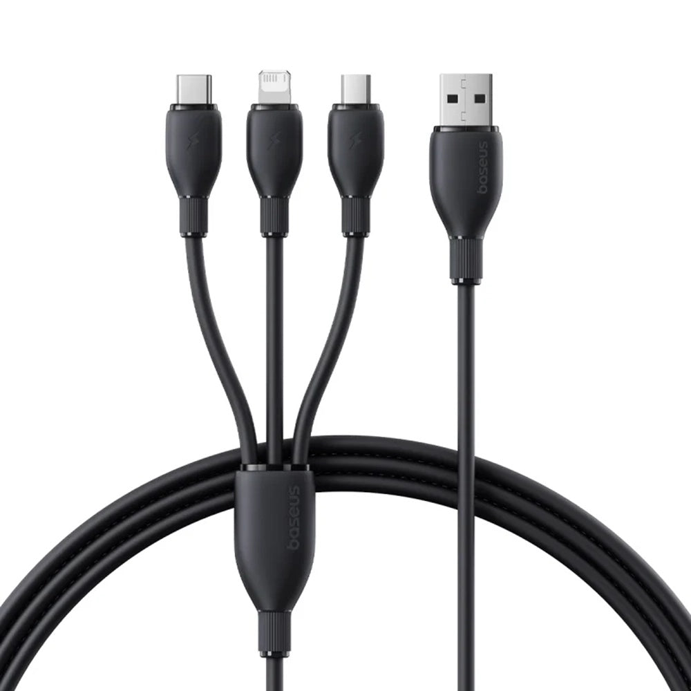Cablu Baseus Ultra-Fast (P10376303121-00), Fast Charging, USB to Micro-USB, Lightning, USB-C, 3.5A, 1.3m, Negru