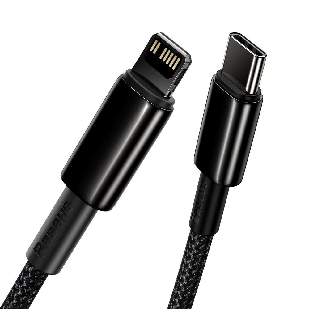 Cablu Baseus Tungsten Gold (CATLWJ-A01), Type-C to Lightning, 20W, 2m, Negru