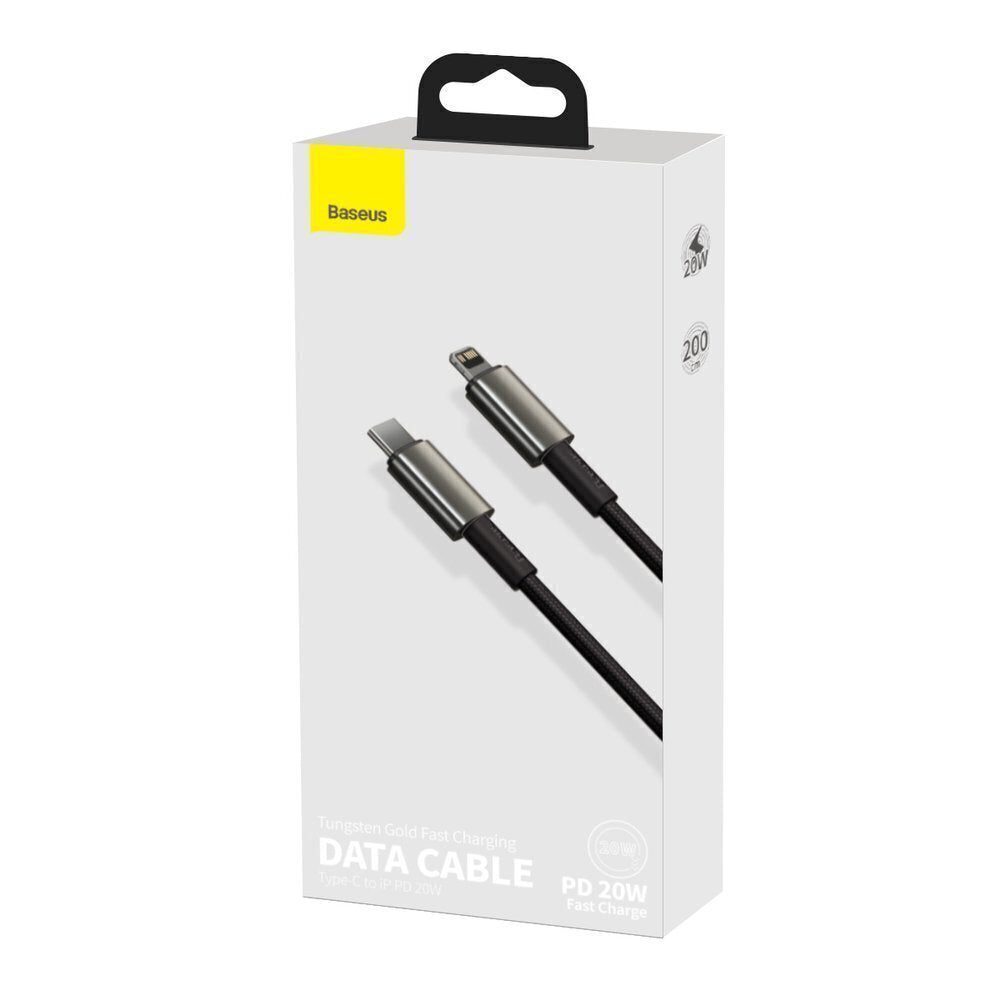 Cablu Type-C la Lightning, 20W, 1m - Baseus Tungsten Gold (CATLWJ-01) - Black