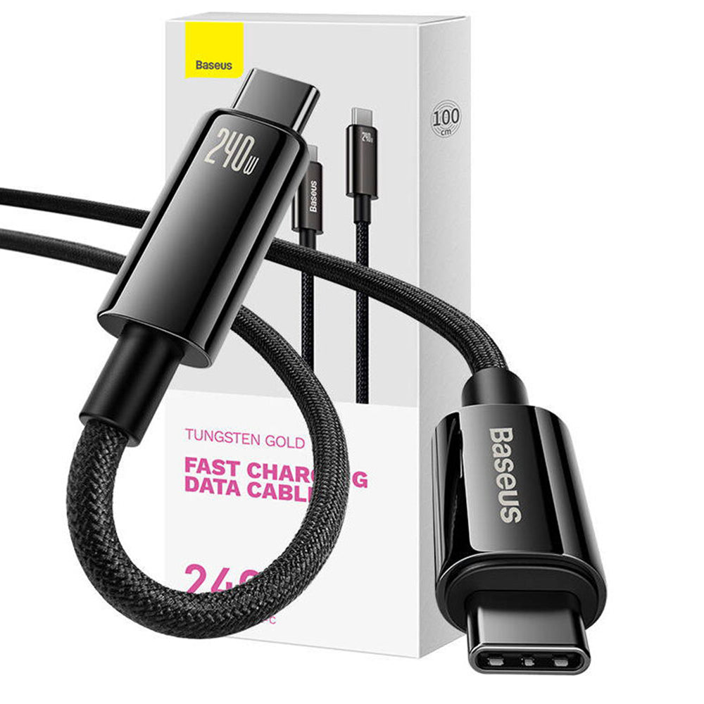 Cablu Baseus Tungsten Gold (CAWJ040001), Type-C to Type-C, Fast Charging, 240W, 1m, Negru