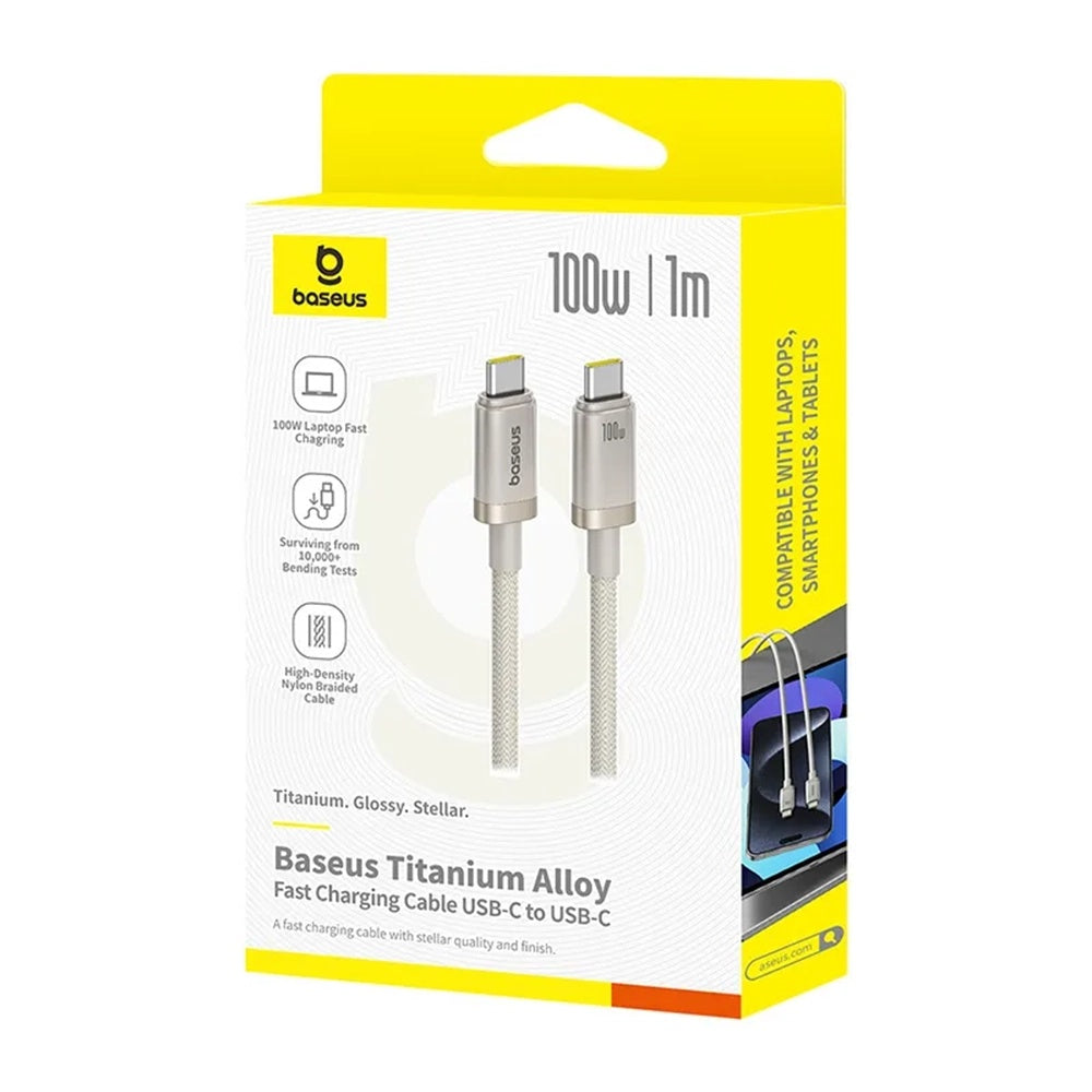 Cablu Baseus Titanium (P10378100G21-00), Type-C, Fast Charge, PD100W, 480Mbps, E-Mark Chip, 1m, Galaxy Titanium Gold