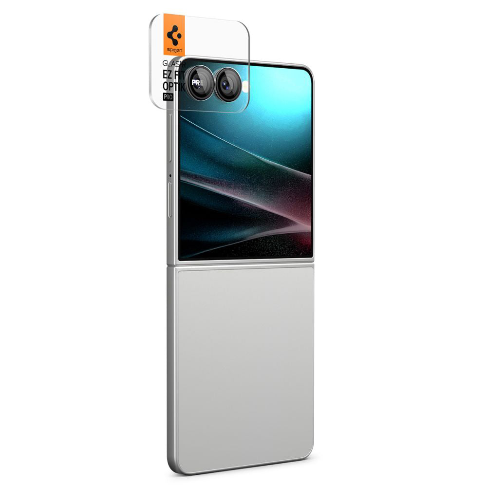 Folie de protectie Spigen (set de 2) Optik.tR EZ Fit Pro HD Camera Glass (AGL09587) compatibil cu Samsung Galaxy Z Flip7, Negru