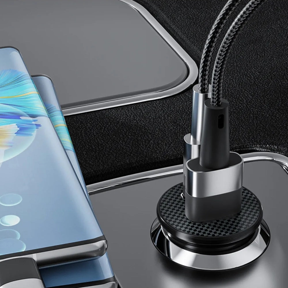 Incarcator Techsuit Premium Car MiniFuseX (C4), Fast Charge, Mini Design, 2in1 USB QC 4.0, Type-C PD20W, ABS, Negru