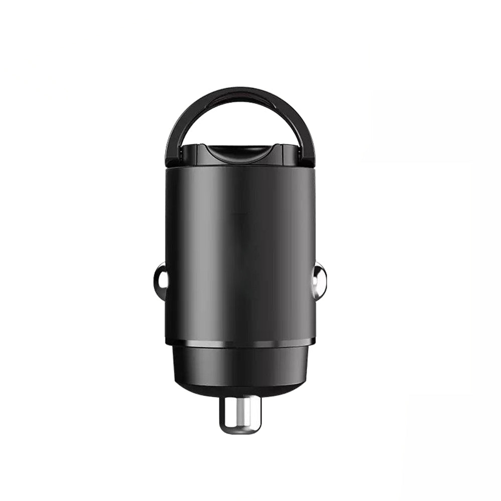 Incarcator Techsuit Premium Car NanoVolt (C5), Mini Design, Fast Charge, Type-C PD30W, 3A, Pull Ring, Aluminium Alloy, Negru