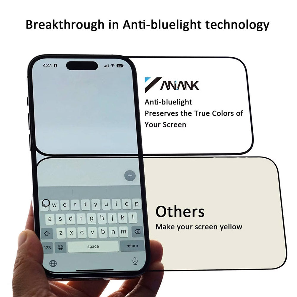 Folie de protectie ANANK 2.5D Anti-blue Light compatibil cu iPhone 15 Pro Max, Negru