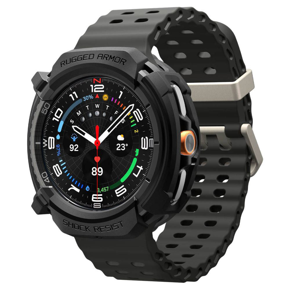 Accesoriu smartwatch Spigen Rugged Armor (ACS10012) compatibil cu Samsung Galaxy Watch8 Classic, Negru Mat
