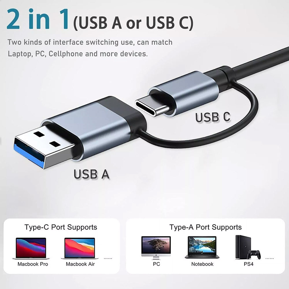 Hub/Dock Techsuit Docking Station DataBridge 4 in 1 (H8), USB, Type-C to USB 3.0, 3x USB 2.0, Gri