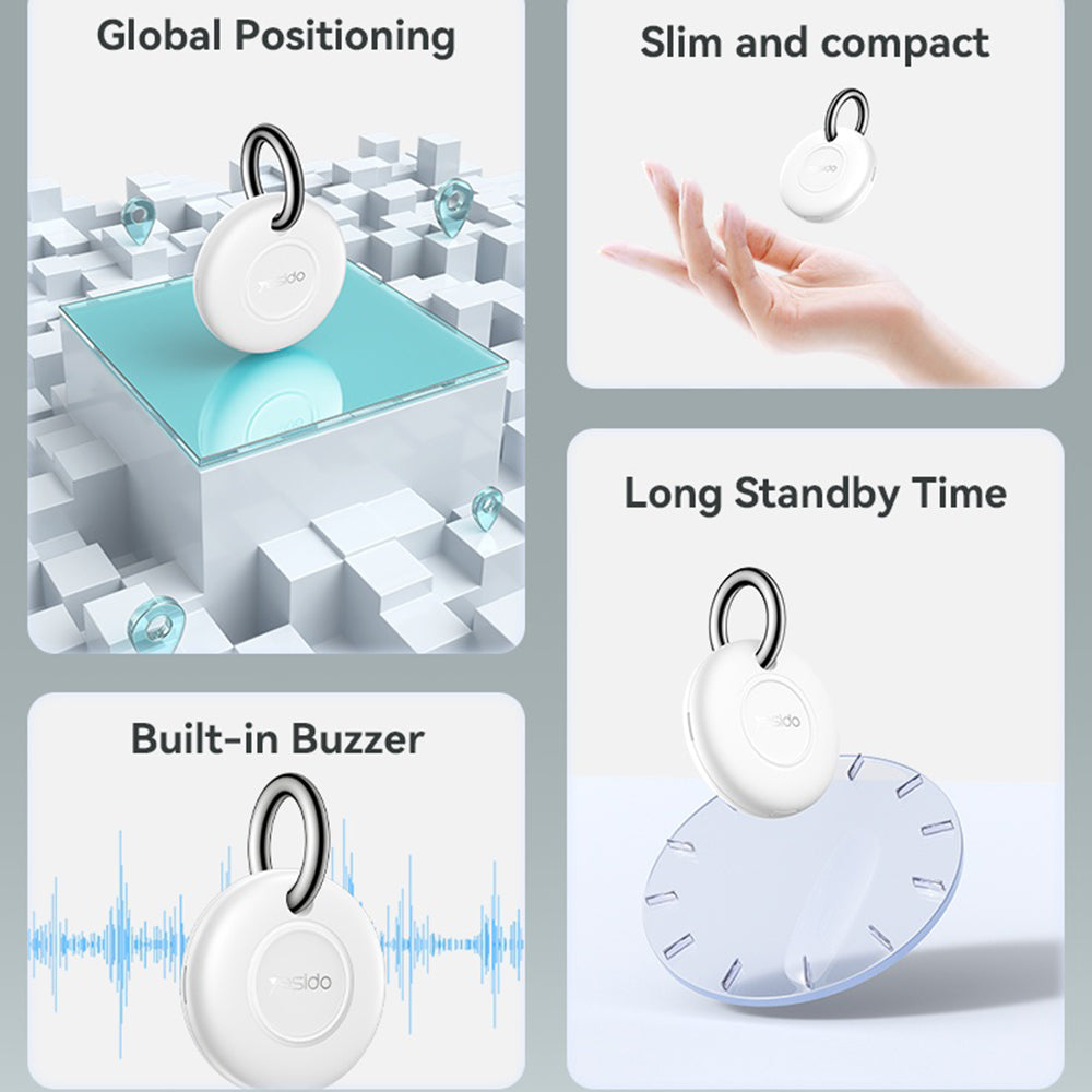 Gadget Yesido Smart Tracker (EC14), Works with "Apple Find My", 240mAh, Long Battery Life, MFi Certified, Alb
