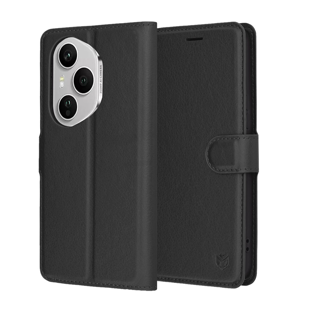 Husa de protectie Techsuit Leather Folio compatibil cu Honor 400 Pro, Negru