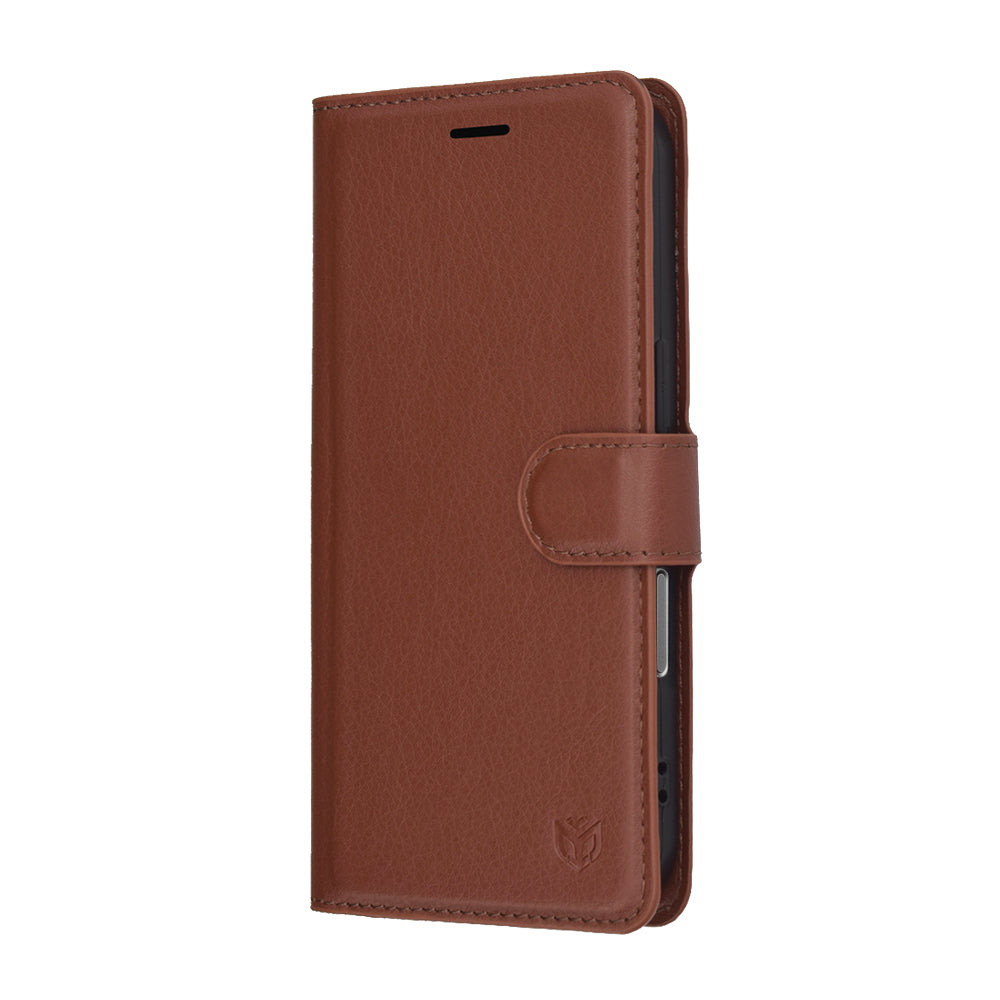Husa de protectie Techsuit Leather Folio compatibil cu iPhone 17 Pro, Maro