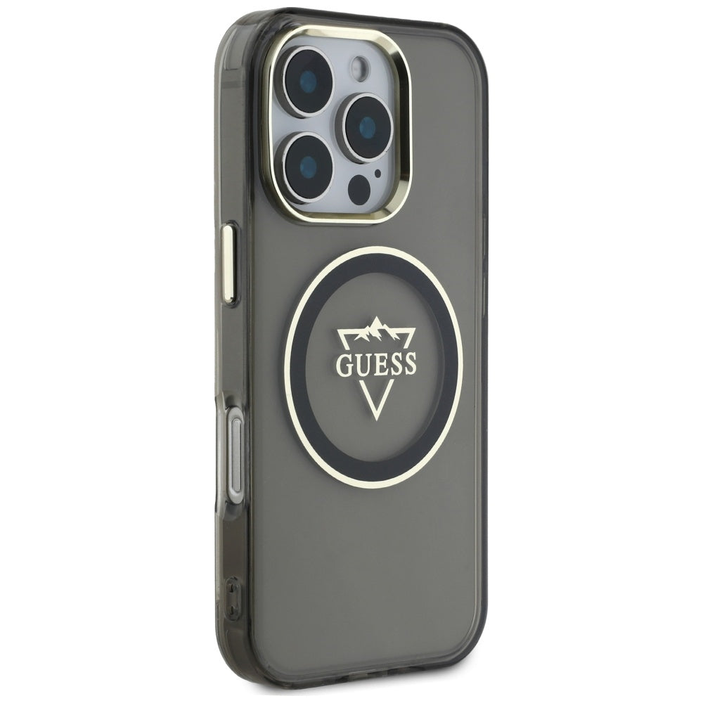 Husa de protectie Guess IML Metal Mountain Logo MagSafe (GUHMP16XHFGTMSLSK) compatibil cu iPhone 16 Pro Max, Negru