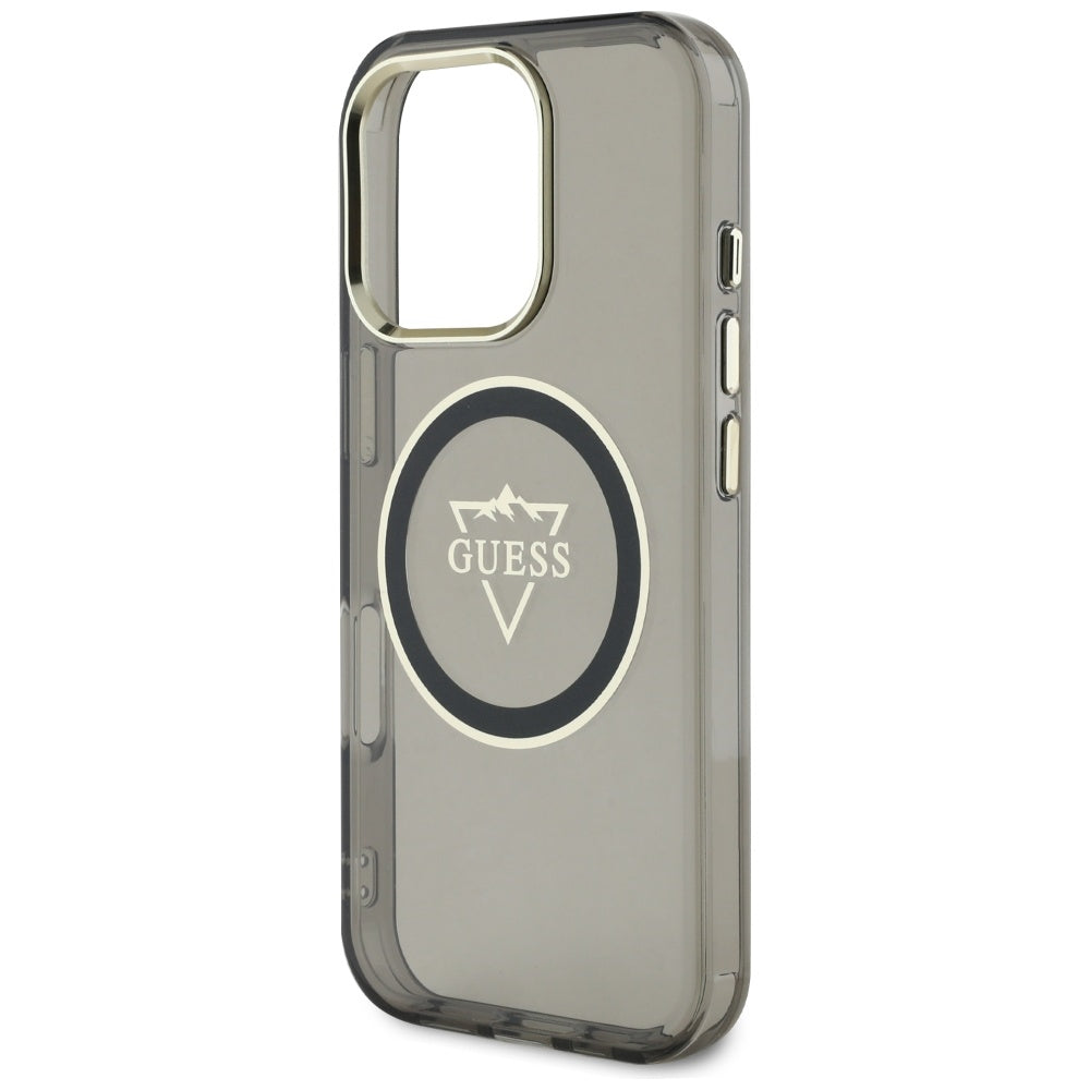 Husa de protectie Guess IML Metal Mountain Logo MagSafe (GUHMP16XHFGTMSLSK) compatibil cu iPhone 16 Pro Max, Negru