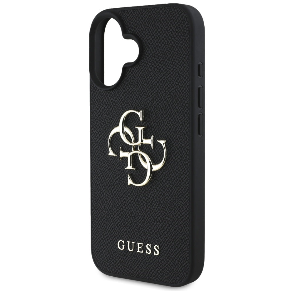Husa de protectie Guess Hardcase Grained Big 4G Logo Small Classic Logo (GUHCP16SPGT4MBK) compatibil cu iPhone 16, Negru