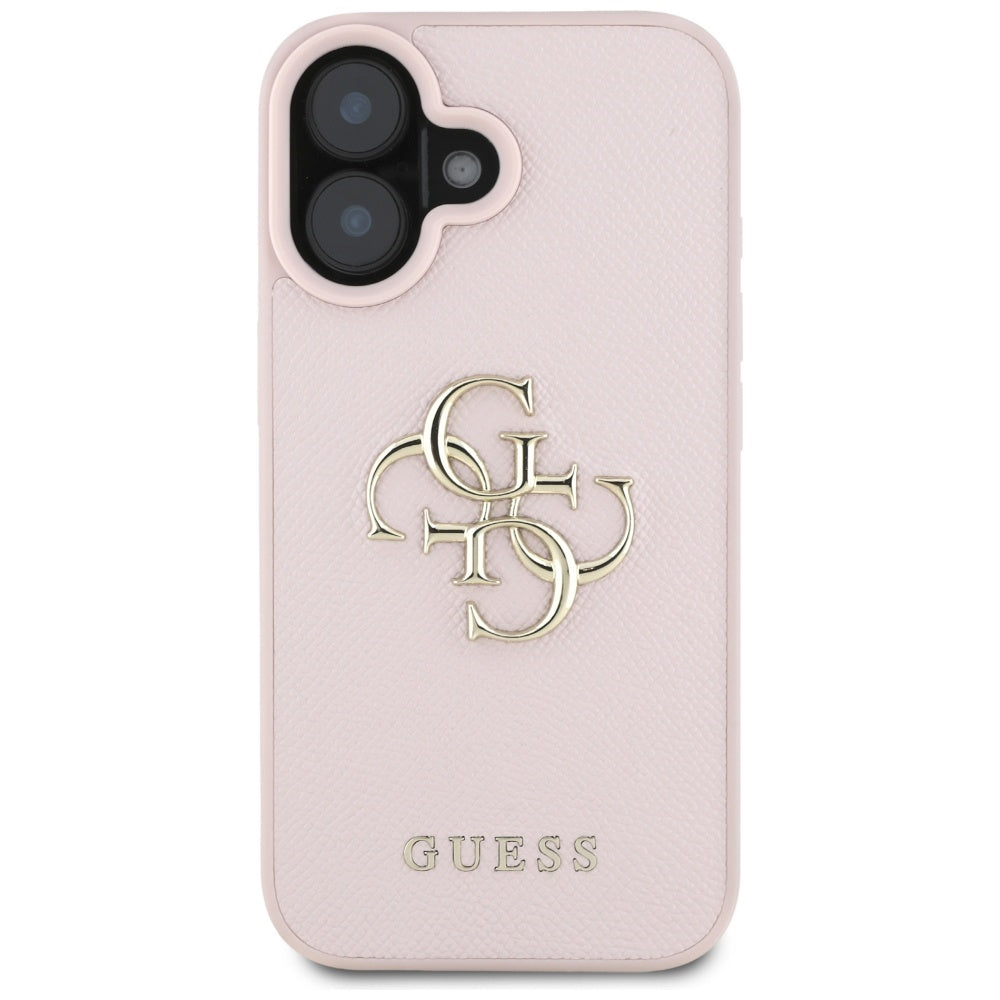 Husa de protectie Guess Hardcase Grained Big 4G Logo Small Classic Logo (GUHCP16SPGT4MBP) compatibil cu iPhone 16, Roz