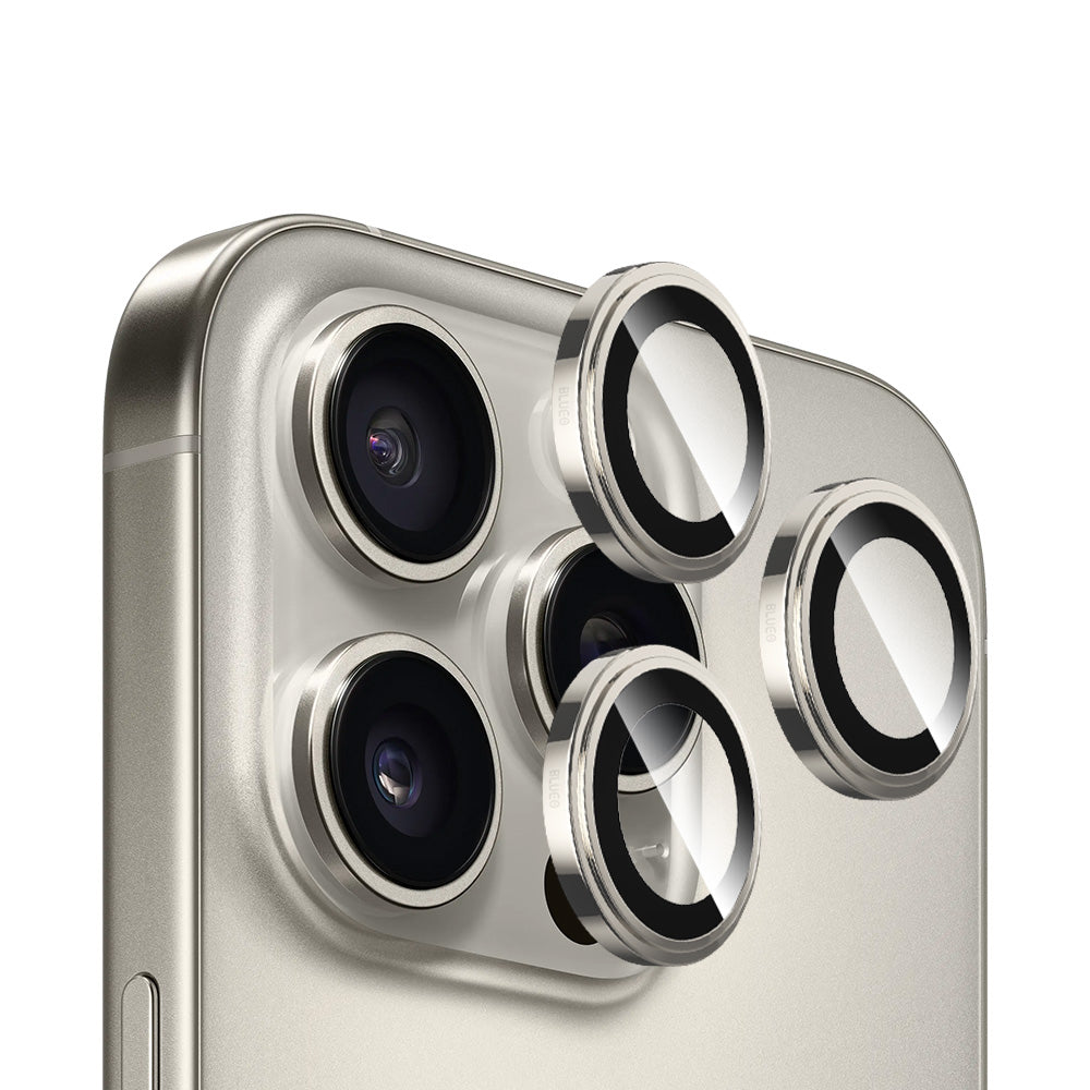 Folie de protectie Blueo Sapphire Crystal Original Lens Glass compatibil cu iPhone 16 Pro / iPhone 16 Pro Max, Natural Titanium