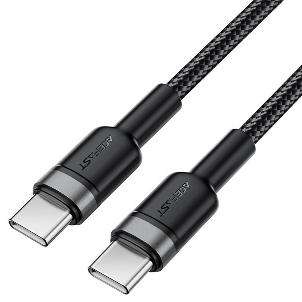 Cablu Acefast (C22-03), Fast Charge, Type-C to Type-C, 60W, 3A, Nylon Braid, FCC, CE, RoHS, EAC, 1.2m, Negru
