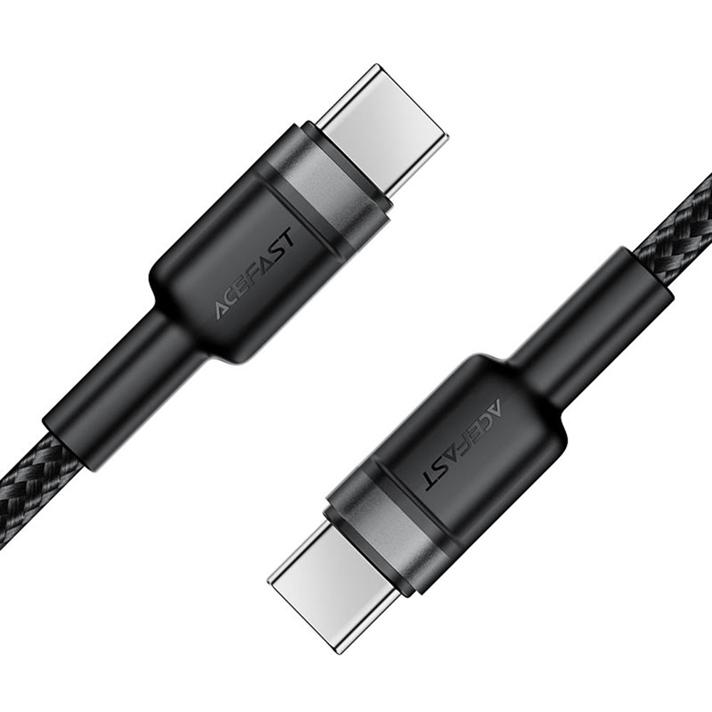 Cablu Acefast (C22-03), Fast Charge, Type-C to Type-C, 60W, 3A, Nylon Braid, FCC, CE, RoHS, EAC, 1.2m, Negru