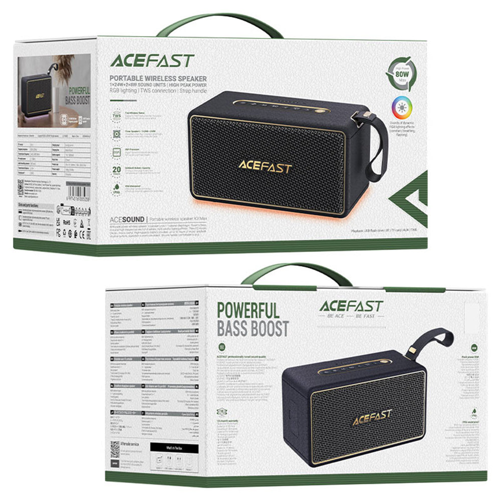 Boxa Acefast K3 Max (K3), Bluetooth 5.4, IPX6, Negru