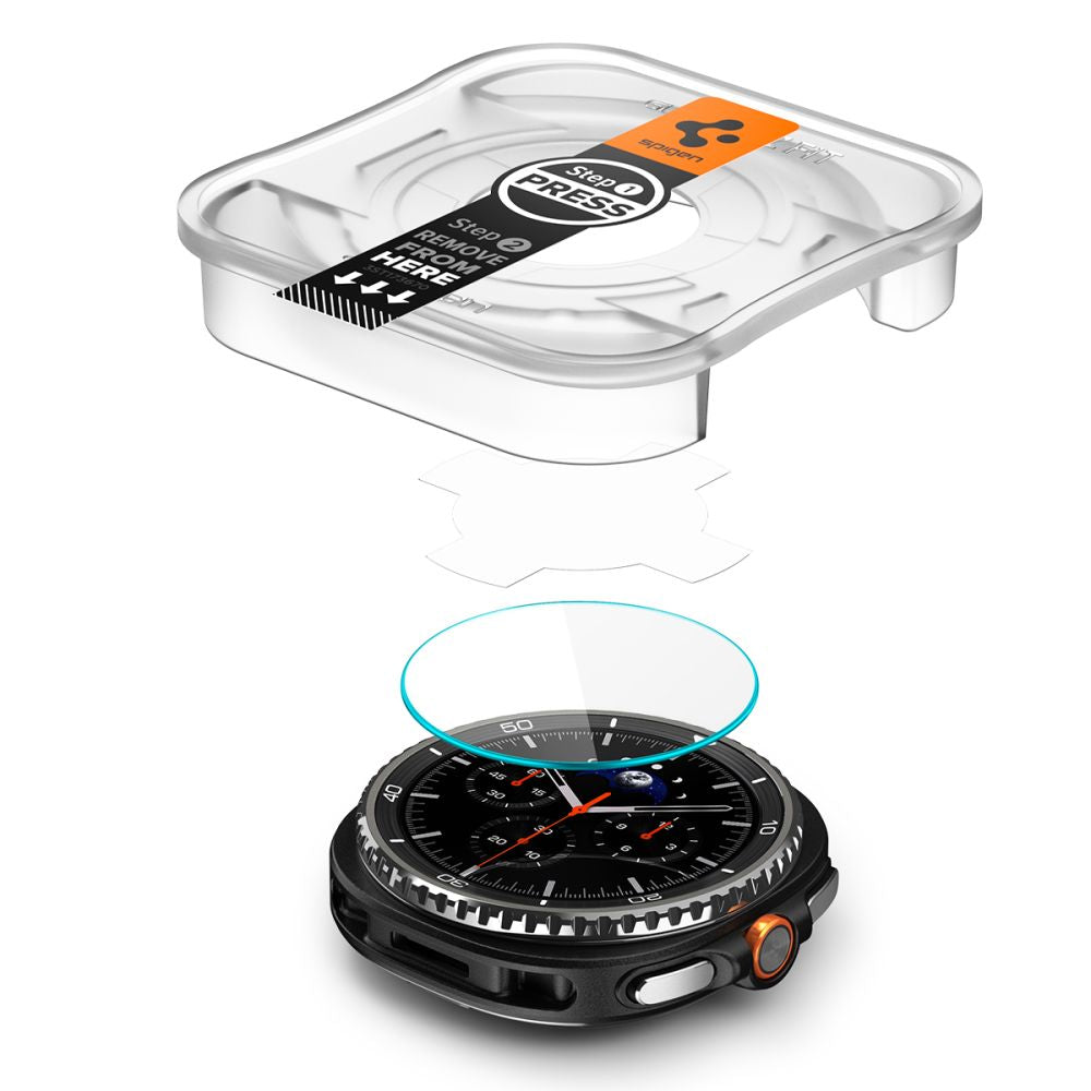 Accesoriu smartwatch Spigen (set de 2) Glas.tR EZ Fit (AGL09877) compatibil cu Samsung Galaxy Watch8 Classic, Transparent