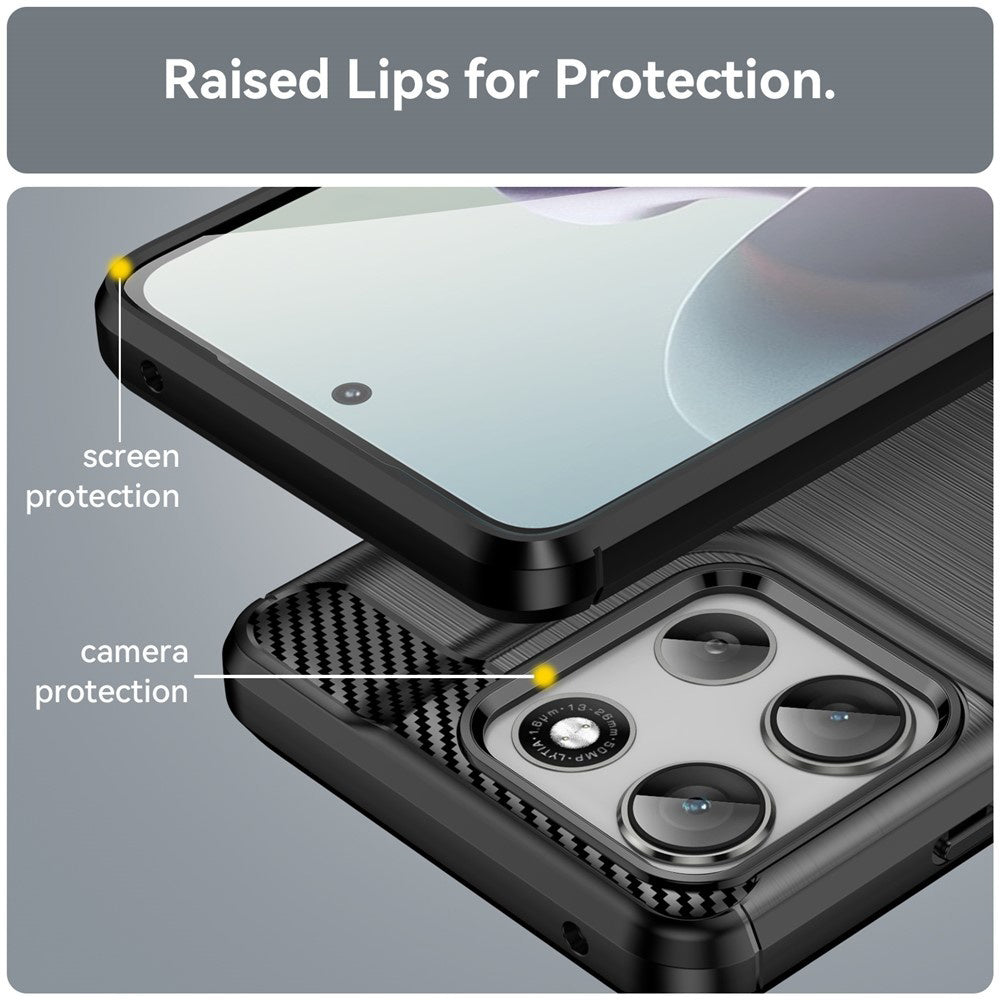 Husa de protectie Techsuit Carbon Silicone compatibil cu Motorola Moto G56, Negru