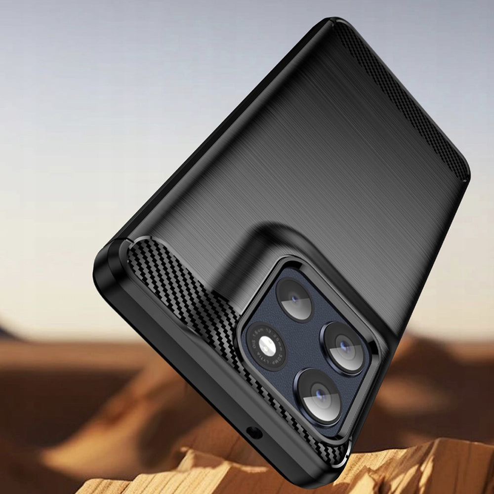 Husa de protectie Techsuit Carbon Silicone compatibil cu Motorola Moto G86, Negru