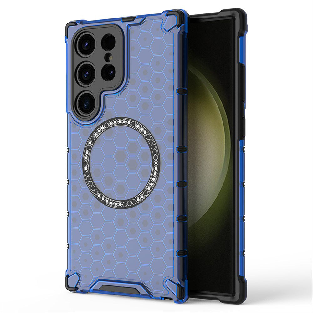 Husa de protectie Techsuit HoneyComb Shield MagSafe compatibil cu Samsung Galaxy S25 Ultra, Albastru