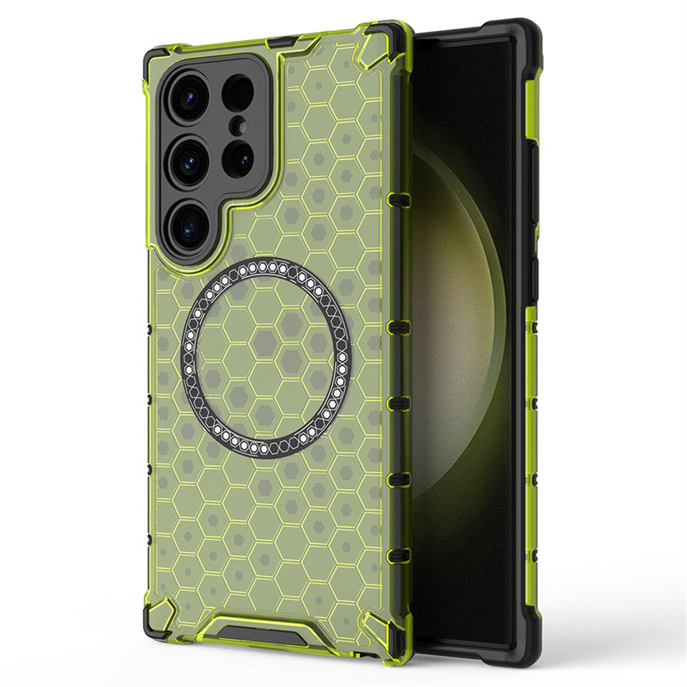 Husa de protectie Techsuit HoneyComb Shield MagSafe compatibil cu Samsung Galaxy S25 Ultra, Verde Lime