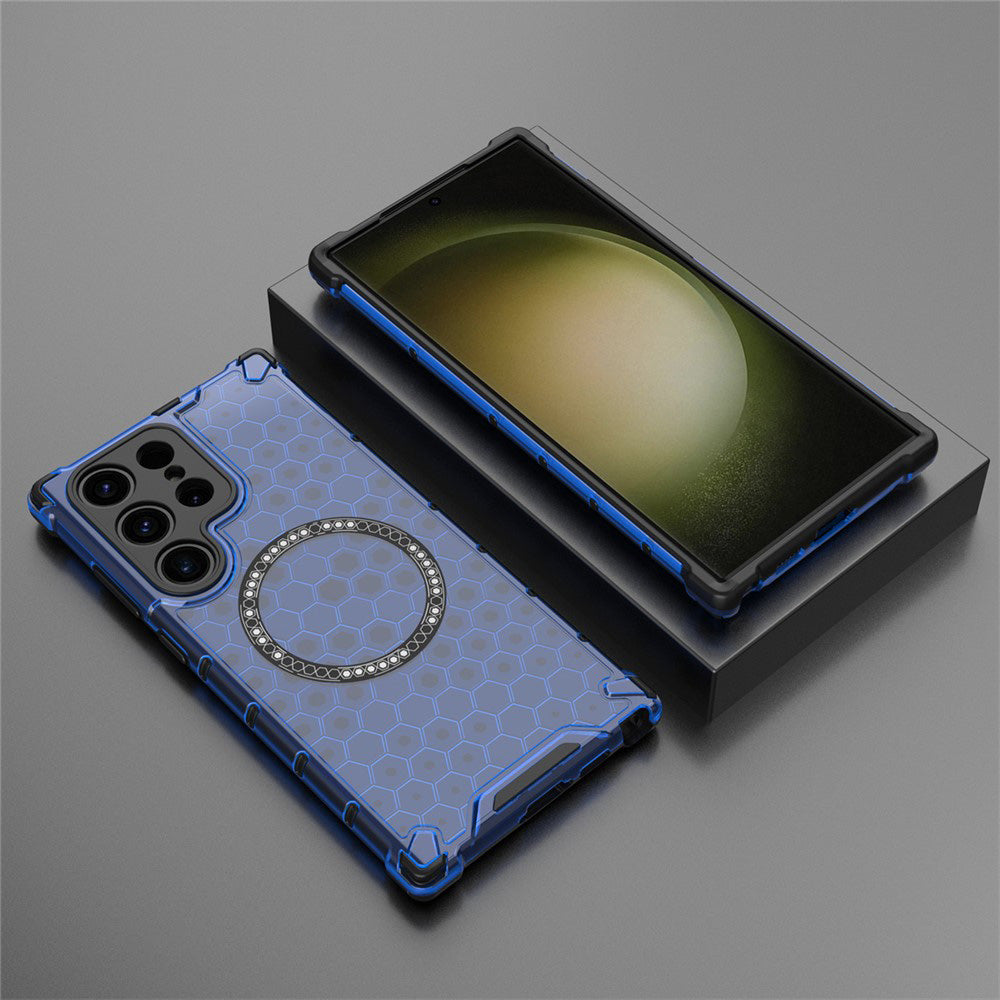 Husa de protectie Techsuit HoneyComb Shield MagSafe compatibil cu Samsung Galaxy S24 Ultra, Albastru