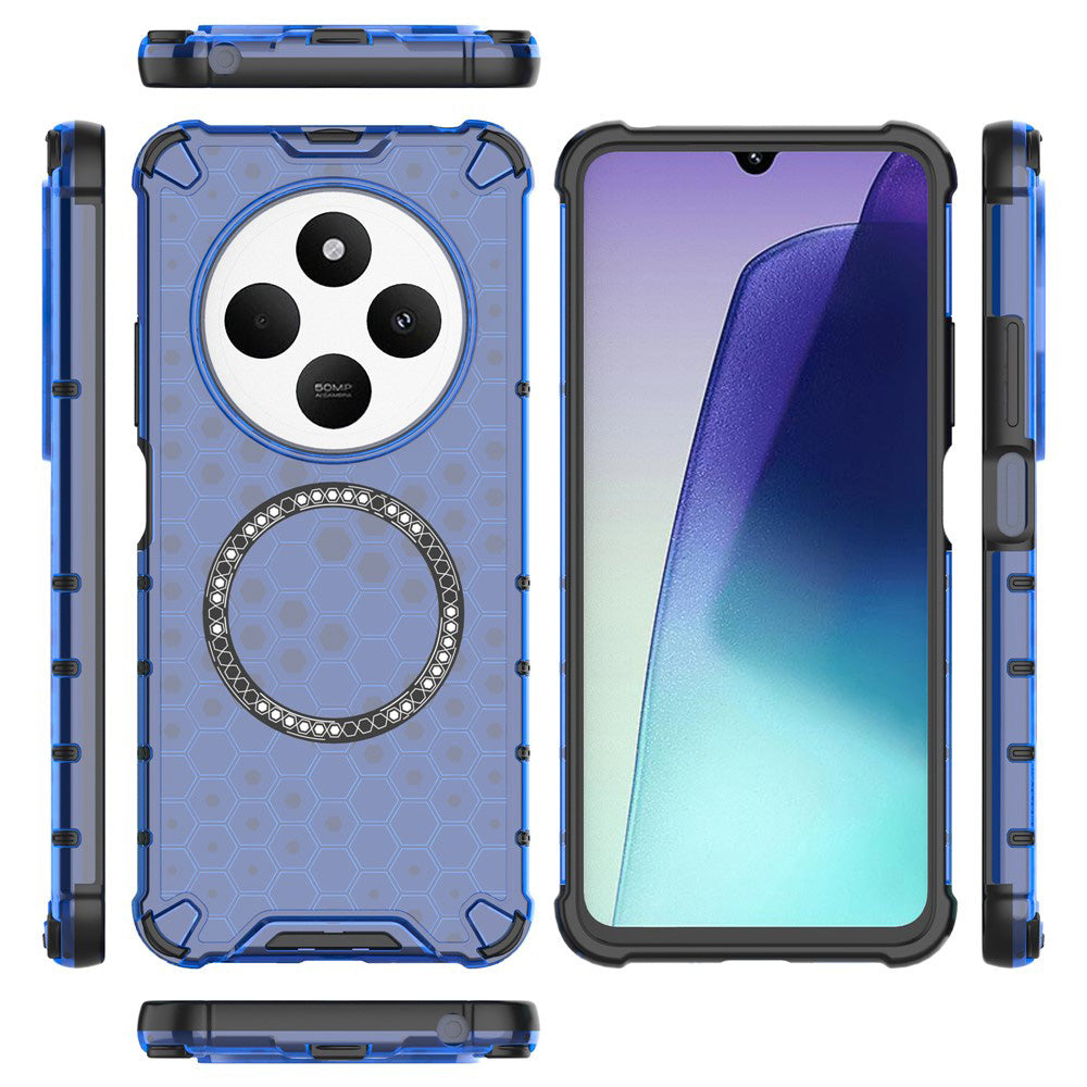 Husa de protectie Techsuit HoneyComb Shield MagSafe compatibil cu Xiaomi Redmi 14C / Poco C75, Albastru