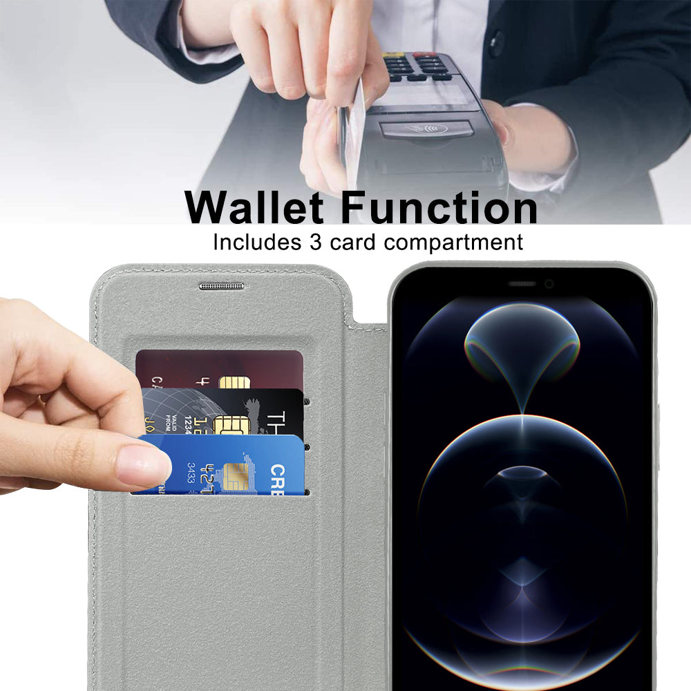 Husa de protectie Techsuit SmartMag Book compatibil cu iPhone 12, Gri