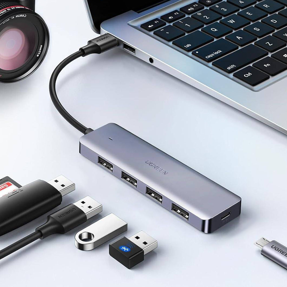 Hub/Dock Ugreen Docking Station CM512 (50985), USB to 4x USB3.0, 1x Micro-USB, Plug & Play, 5Gbps, 0.15m, Gri Spatial