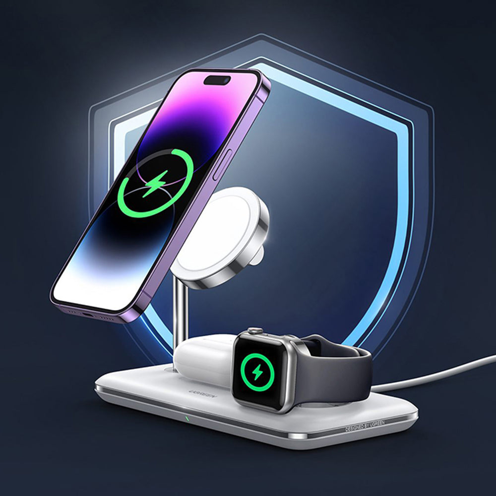 Incarcator Ugreen Wireless Charging Station CD278 (90326), for iPhone, Apple Watch, AirPods, Qi2, 25W, MFi Certified, Alb