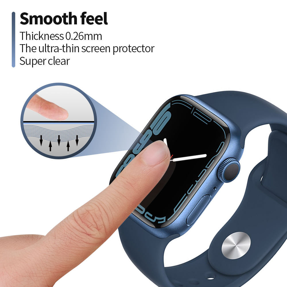 Folie de protectie smartwatch Blueo High Molecule Screen Protector with Dust Removal Locator compatibil cu Apple Watch 7 / 8 (45mm), Negru