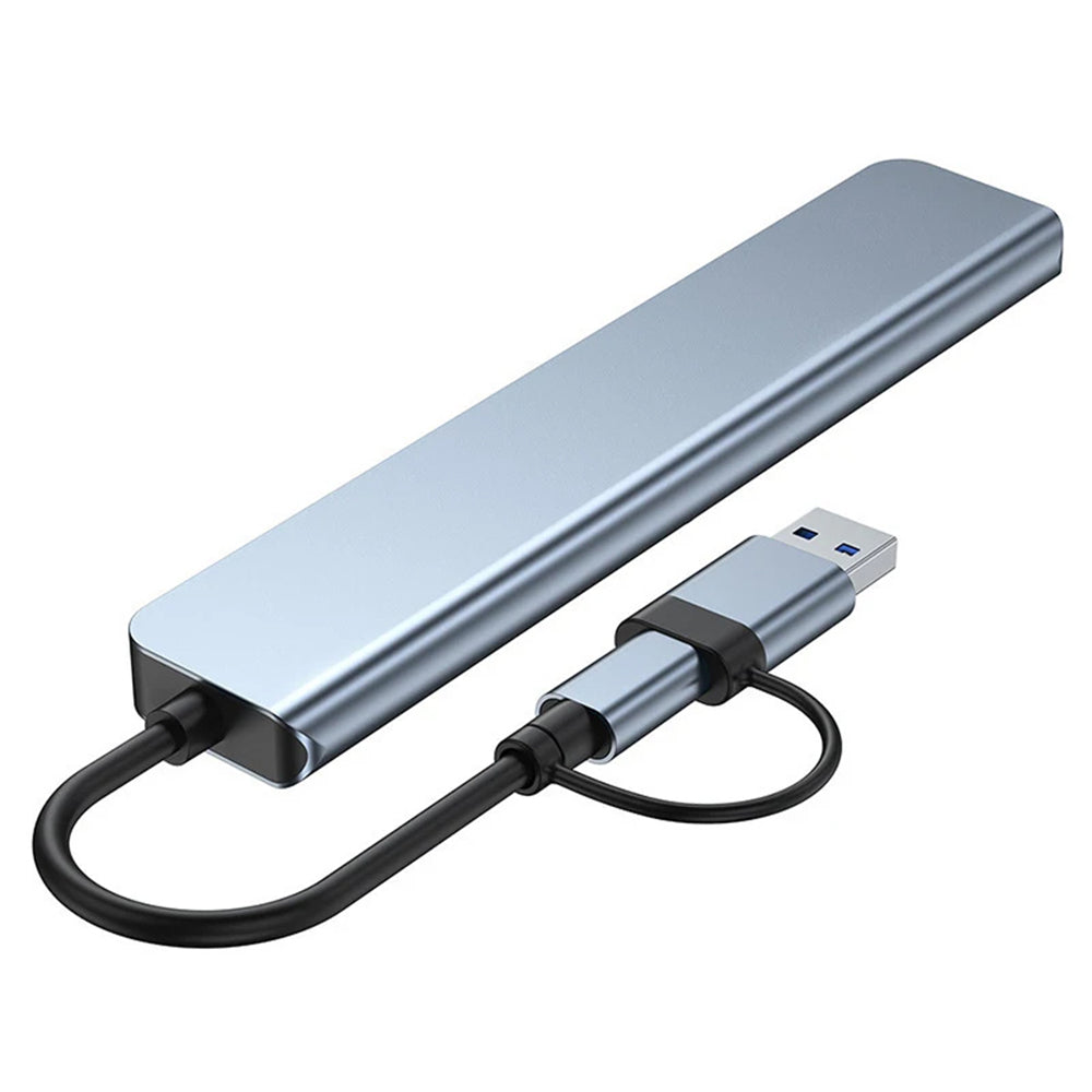 Hub/Dock Techsuit Docking Station DataBridge 8 in 1 (H9), USB, Type-C to 4x USB, Type-C, 3.5mm Jack, TF/SD Card, Gri