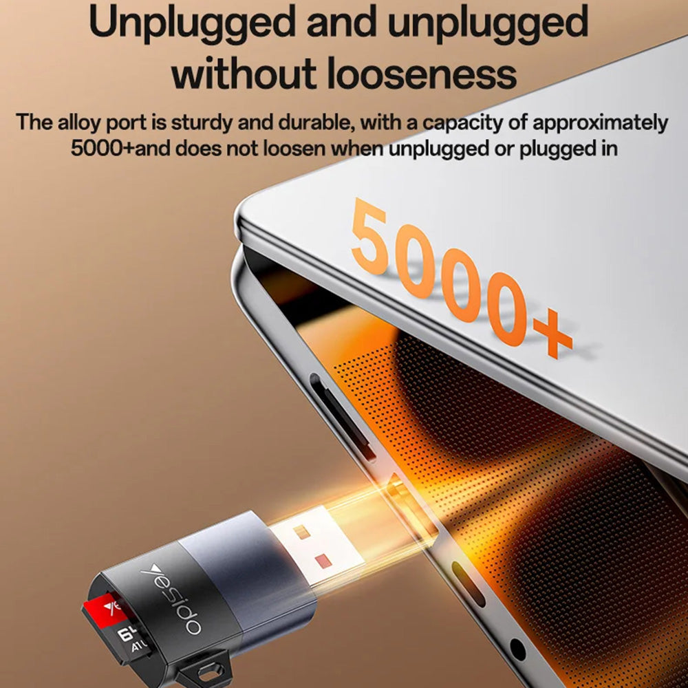Stocare Yesido Card Reader (GS36), USB, High-speed, Aluminum Alloy, Support 1TB, Plug and Play, TF Card, Negru