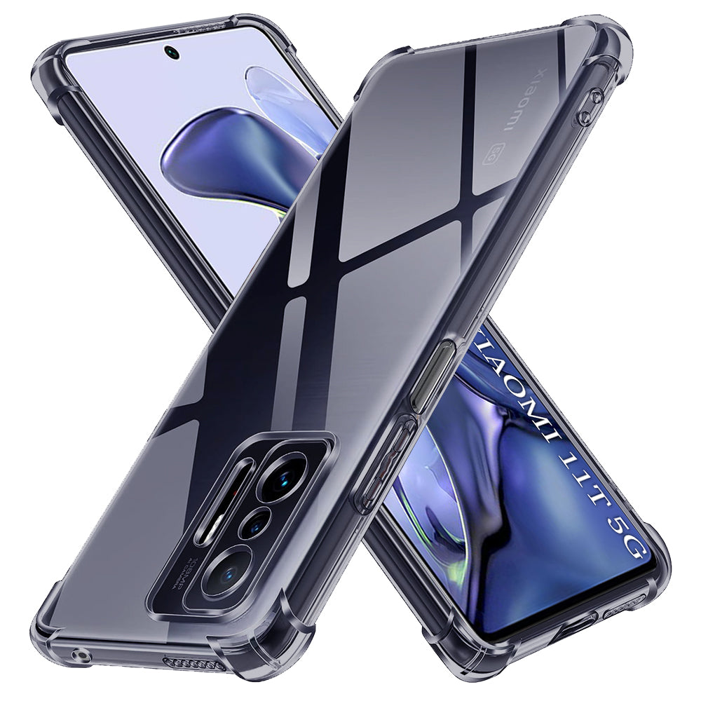 Husa de protectie Techsuit Shockproof Clear Silicone compatibil cu Xiaomi 11T / 11T Pro, Negru Fumuriu