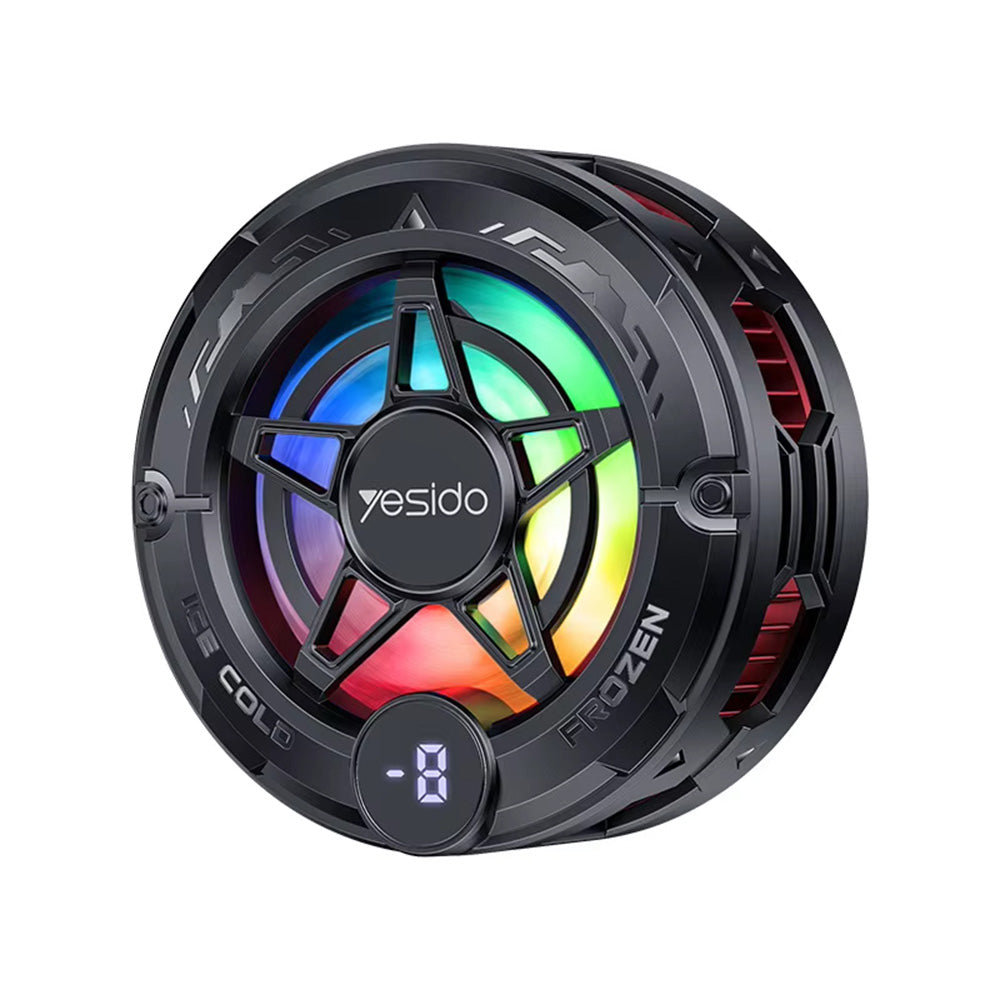 Accesoriu gaming Yesido Phone Cooler (C226), Semiconductor, Magnetic, Universal, Fast Cooling, with RGB, Digital Display, Gri