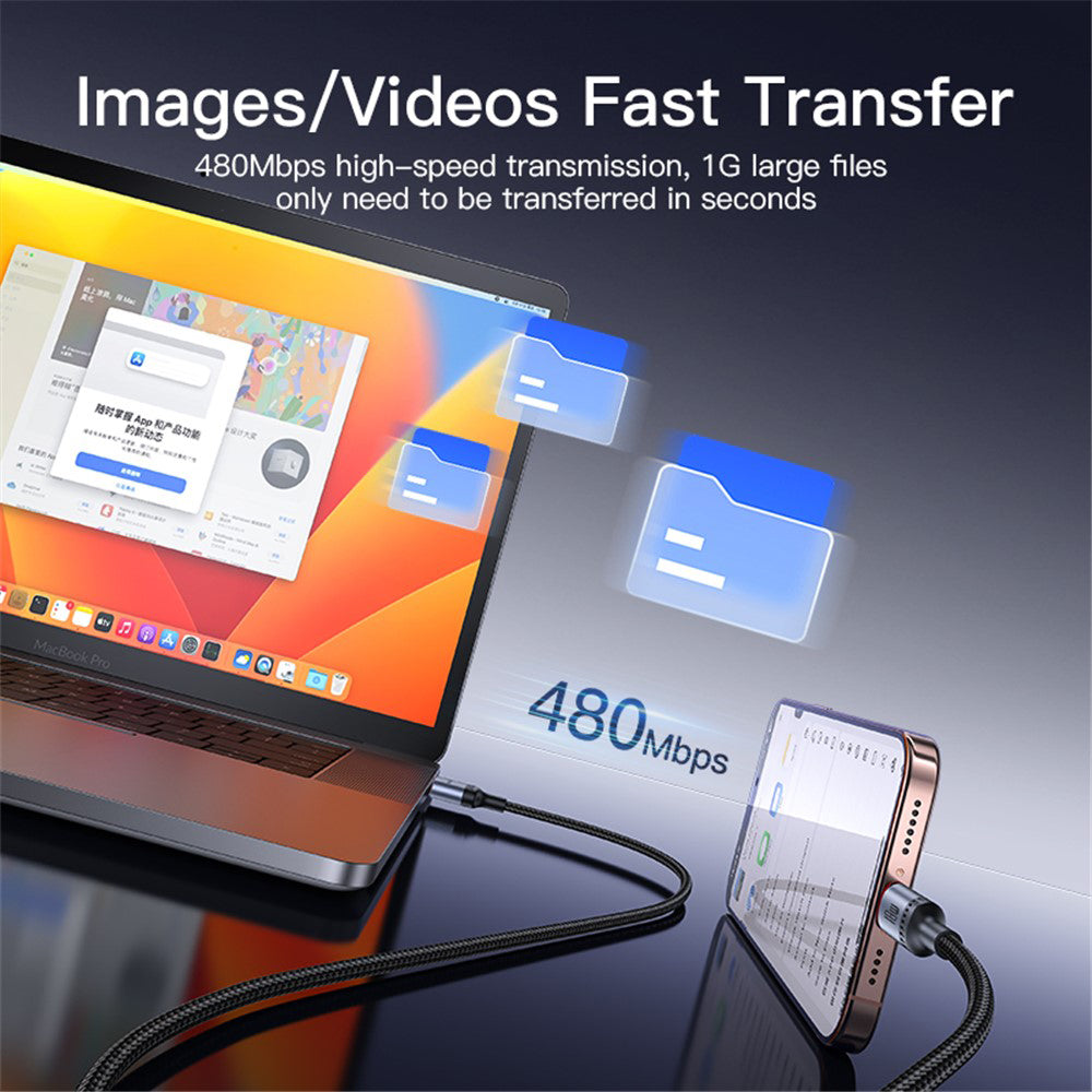 Cablu Yesido (CA129C), USB to Type-C, Fast Charge, 18W, 3A, 480Mbps, CarPlay Compatible, Aluminum Alloy, 1.2m, Negru
